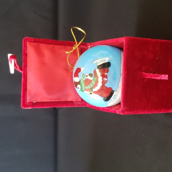 Source Unknown Other - Skating Bear glass ornament in velvet box.